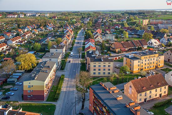 Wegorzewo, panorama lotnicza miasta. EU, Pl, Warm-Maz. Lotnicze.